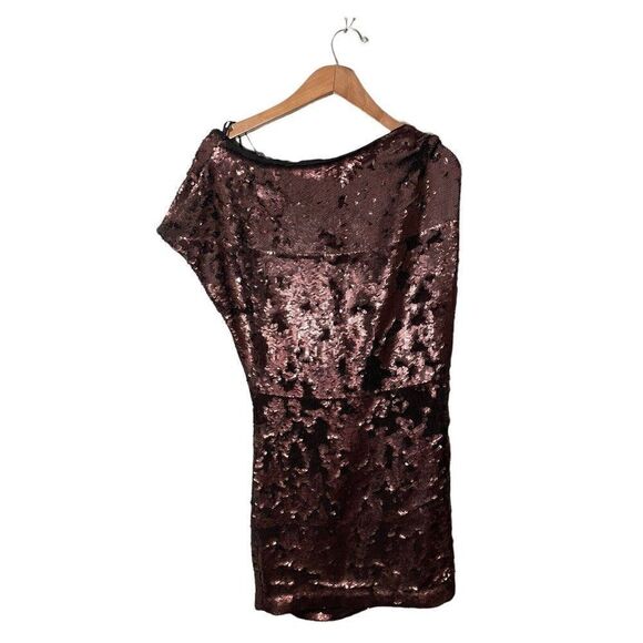 Robert Rodriguez Sequin Off The Shoulder Dress Size 2 Silk Lined Party Bronze - Picture 2 of 7